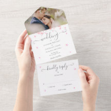 Pfirsichblüten-Schrift-Monogramm-Foto-Hochzeit