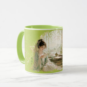 Pfirsichblüten-Studierzimmer-Ästhetik Tasse