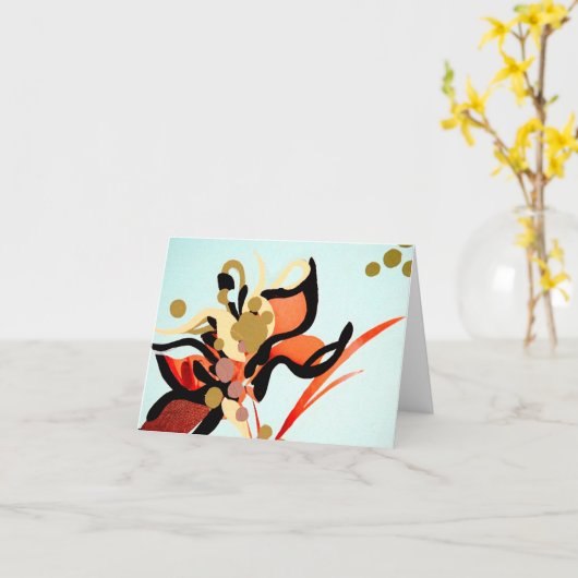 Pfirsichblüten über Blau Karte (Gelbe Blume)