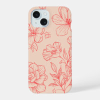 'Pfirsichblüten-Umriss' iPhone 15-Hülle