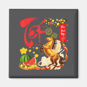 Pfirsichblüten Vietnamesisches Lunar Neujahr Pferd Magnet