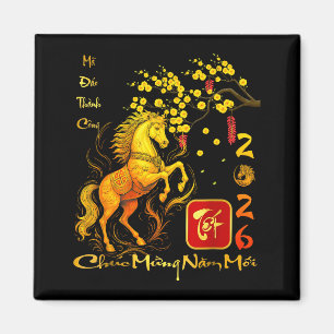 Pfirsichblüten Vietnamesisches Lunar Neujahr Pferd Magnet