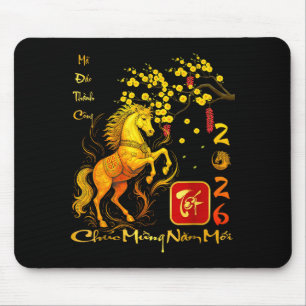 Pfirsichblüten Vietnamesisches Lunar Neujahr Pferd Mousepad