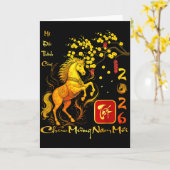 Pfirsichblüten Vietnamesisches Neujahrsfest Pferd  Karte (Gelbe Blume)