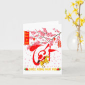 Pfirsichblüten Vietnamesisches Neujahrsfest Pferd Karte (Gelbe Blume)