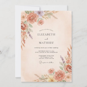 Pfirsichblüten Whimsical Flourish Hochzeit Einladung