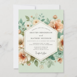 Pfirsichblüten-Wiesen-Hochzeit Einladung