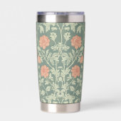 Pfirsichblüten-William-Morris-elegantes Monogramm Thermobecher (Rückseite)