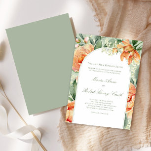 Pfirsichblütenbogen Elegante Botanische Hochzeit Einladung