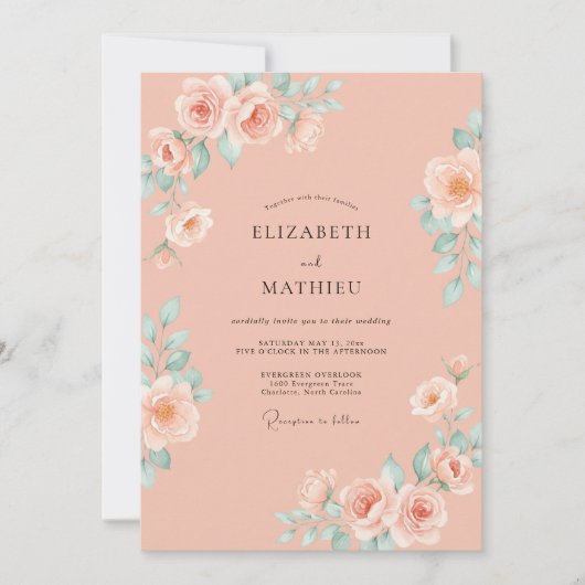 Pfirsichblütenhochzeit Einladung (Vorderseite)