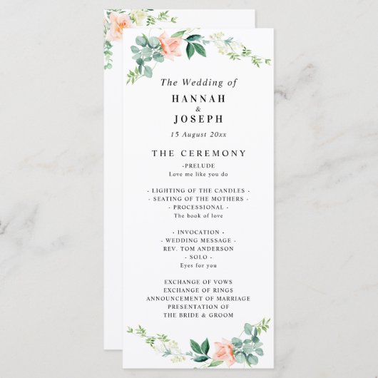 Pfirsichblütenhochzeit Programm (Vorne/Hinten)