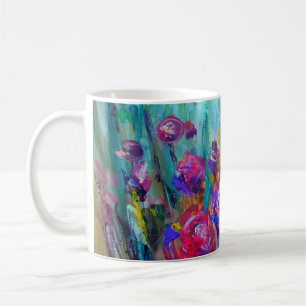 Pfirsichblütenschrei, moderne Gemälde, Öl auf ca. Kaffeetasse