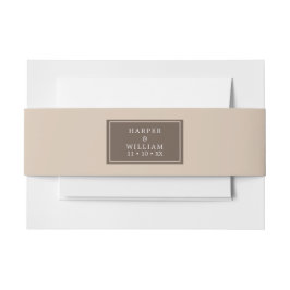 Pfirsichbraun-Hochzeitseinladung Bauchband Einladungsbanderole