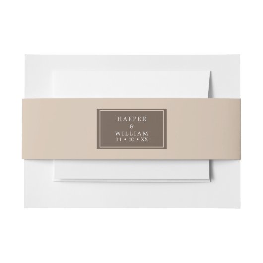 Pfirsichbraun-Hochzeitseinladung Bauchband Einladungsbanderole (Vorderseite Beispiel)