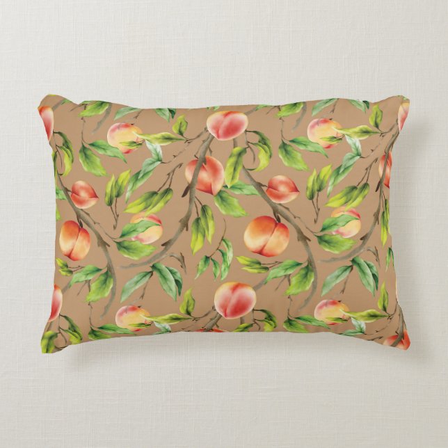 Pfirsiche am Baum Dekokissen (Vorderseite)