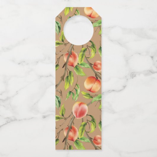 Pfirsiche am Baum Flaschenanhänger (Vorderseite)