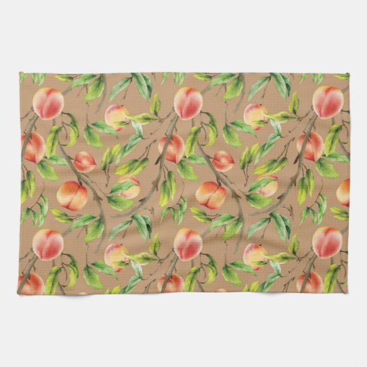 Pfirsiche am Baum Geschirrtuch (Horizontal)