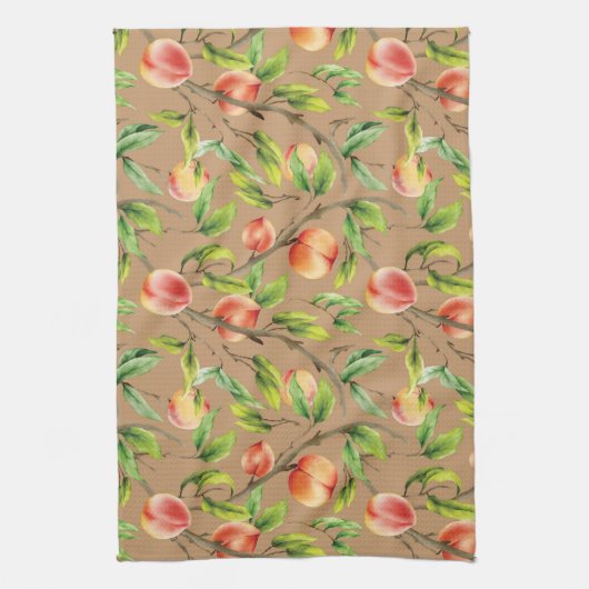 Pfirsiche am Baum Geschirrtuch (Vertikal)