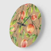 Pfirsiche am Baum Große Wanduhr (Winkel)