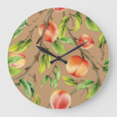Pfirsiche am Baum Große Wanduhr (Vorderseite)