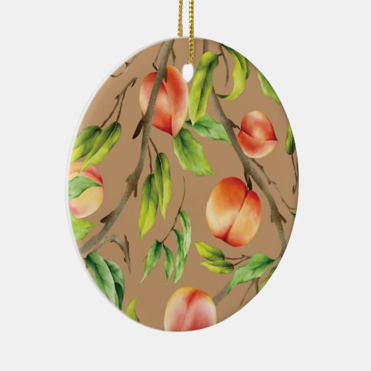 Pfirsiche am Baum Keramik Ornament (Rechts)