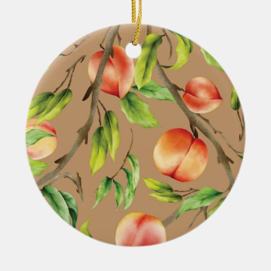 Pfirsiche am Baum Keramik Ornament (Vorne)