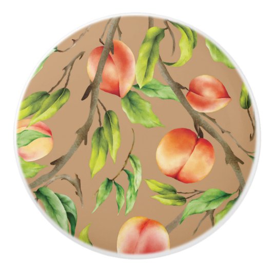 Pfirsiche am Baum Keramikknauf (Vorderseite)