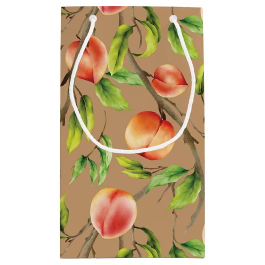 Pfirsiche am Baum Kleine Geschenktüte (Rückseite)