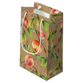 Pfirsiche am Baum Kleine Geschenktüte (Rückseite Schrägansicht)