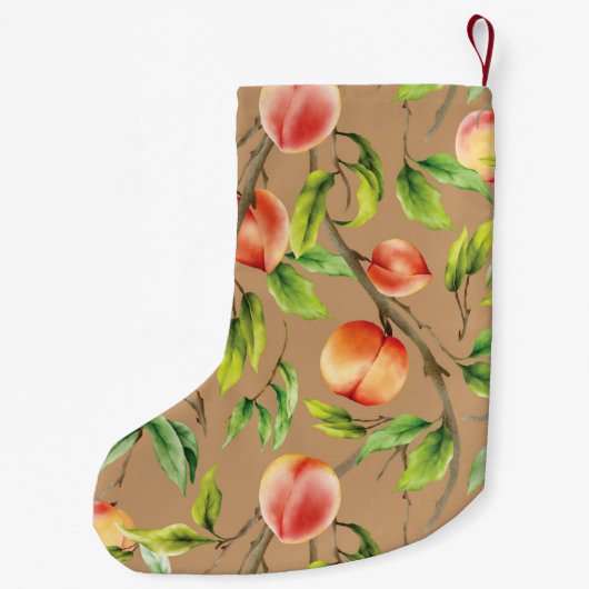 Pfirsiche am Baum Kleiner Weihnachtsstrumpf (Rückseite)