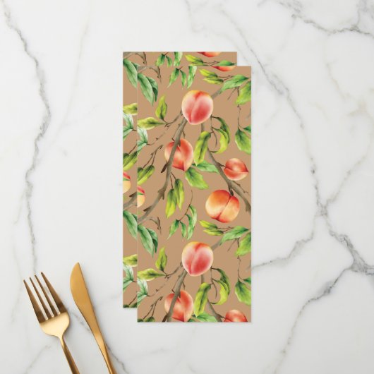 Pfirsiche am Baum Menükarte (Vorderseite/Rückseite Beispiel)