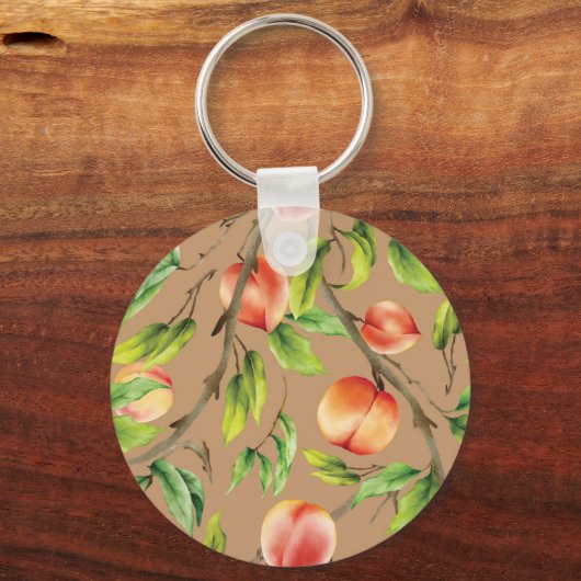 Pfirsiche am Baum Schlüsselanhänger (Vorderseite)