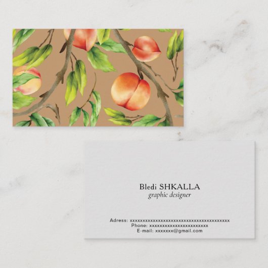 Pfirsiche am Baum Visitenkarte (Vorne/Hinten)