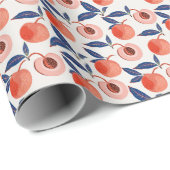Pfirsiche Apricot Blätter Creme Background Geschenkpapier (Rolleneckpunkt)