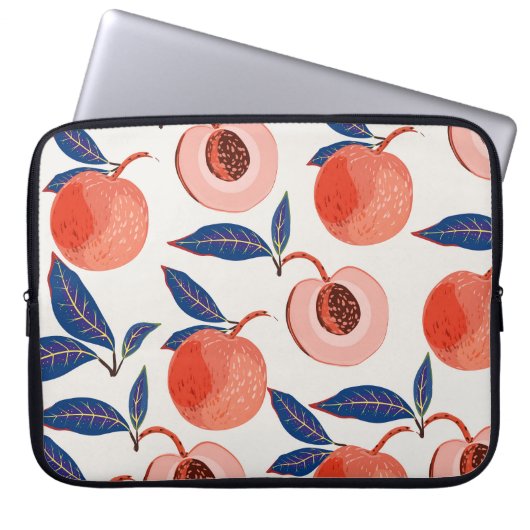 Pfirsiche Apricot Blätter Creme Background Laptopschutzhülle (Vorderseite)
