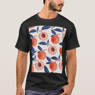 Pfirsiche Apricot Blätter Creme Background T-Shirt