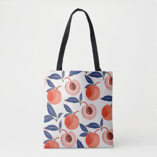 Pfirsiche Apricot Blätter Creme Background Tasche
