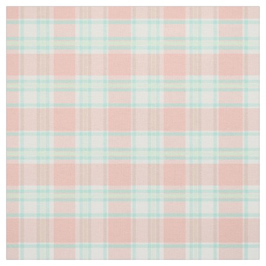 Pfirsiche Aquamarin Green Kariert Stoff (Muster)