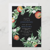 Pfirsiche, Aquarelle-Design, Mitternachtsschwarz Einladung (Vorderseite)