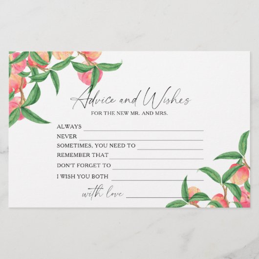 Pfirsiche - Beratung und Wünsche Brautparty Briefpapier (Vorderseite)