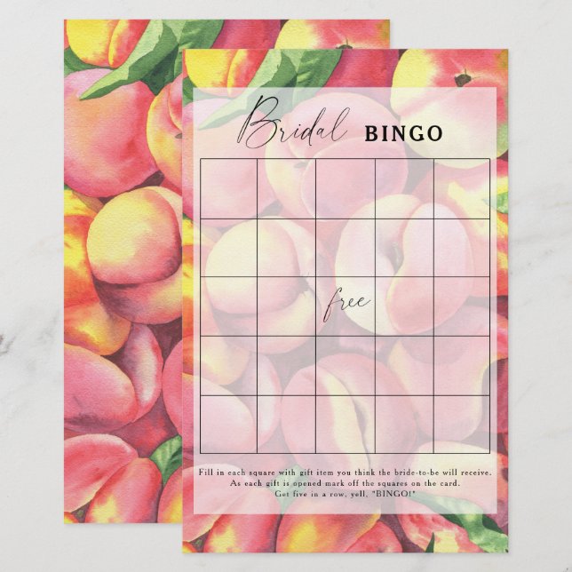 Pfirsiche - Bingo-Brautparty (Vorne/Hinten)