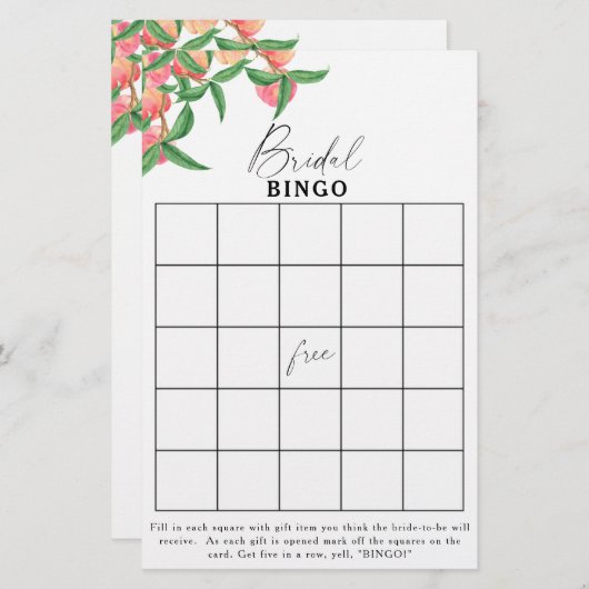 Pfirsiche - Bingo-Brautparty (Vorne/Hinten)