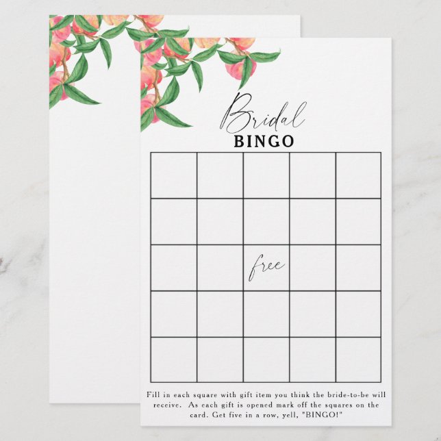 Pfirsiche - Bingo-Brautparty (Vorne/Hinten)