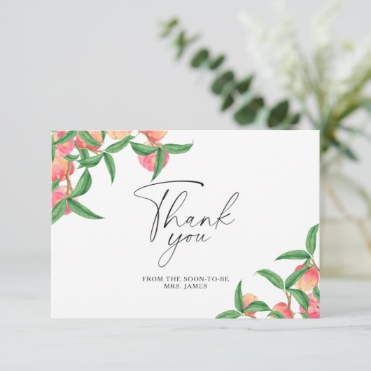 Pfirsiche - Brautparty danke Karte (Stehend Vorderseite)