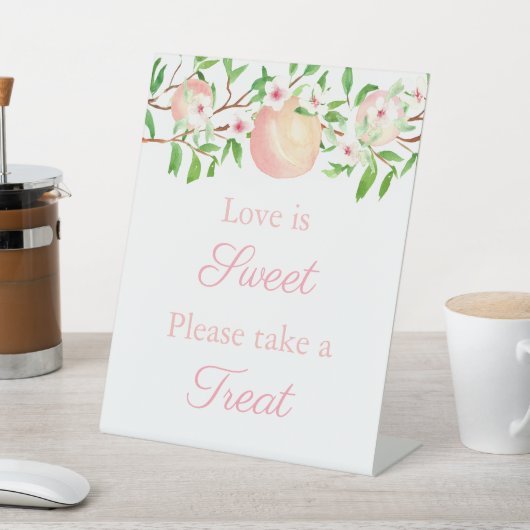 Pfirsiche Brautparty Liebe ist süße Leckerei Tabel Sockelschild (In SItu)