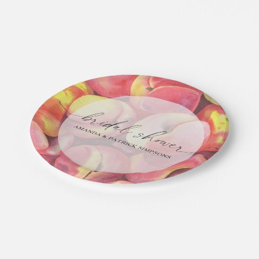 Pfirsiche - Brautparty Pappteller (Schrägansicht)