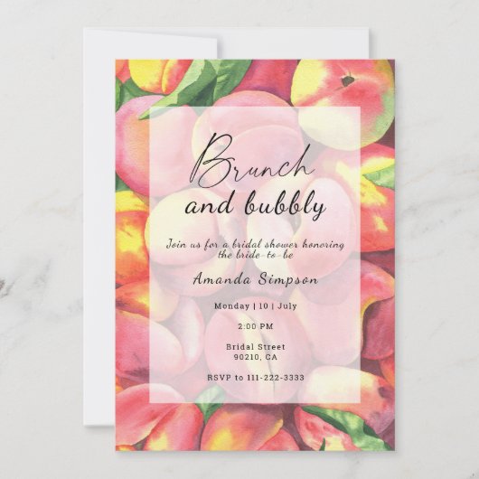 Pfirsiche - Brunch und Brautparty Einladung (Vorderseite)