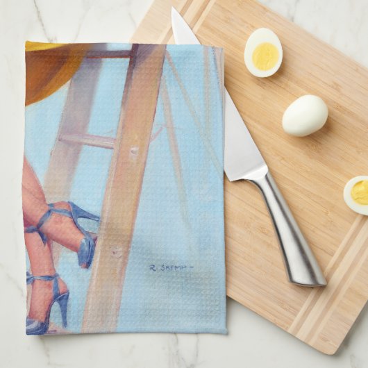 Pfirsiche Button Geschirrtuch (Viertel Falte)