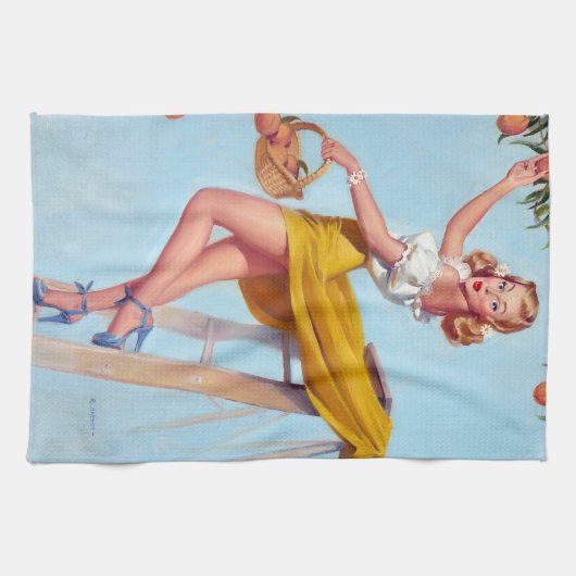 Pfirsiche Button Geschirrtuch (Horizontal)