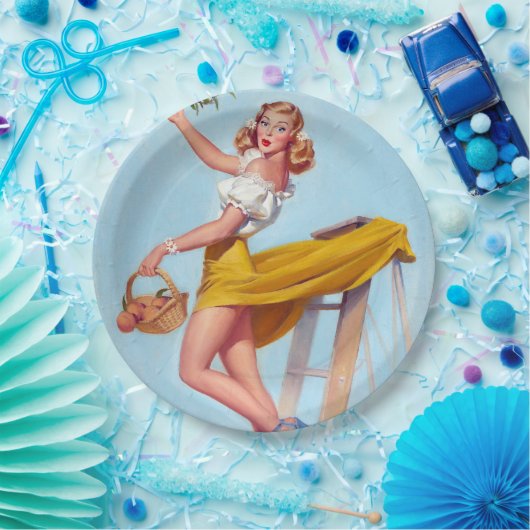 Pfirsiche Button Pappteller (Party)